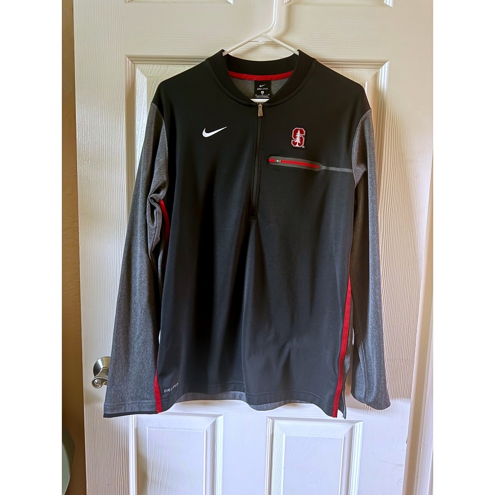Nike Dri-Fit‎ Stanford Cardinal Half Zip Pullover Mens Medium Gray Red Athletic
